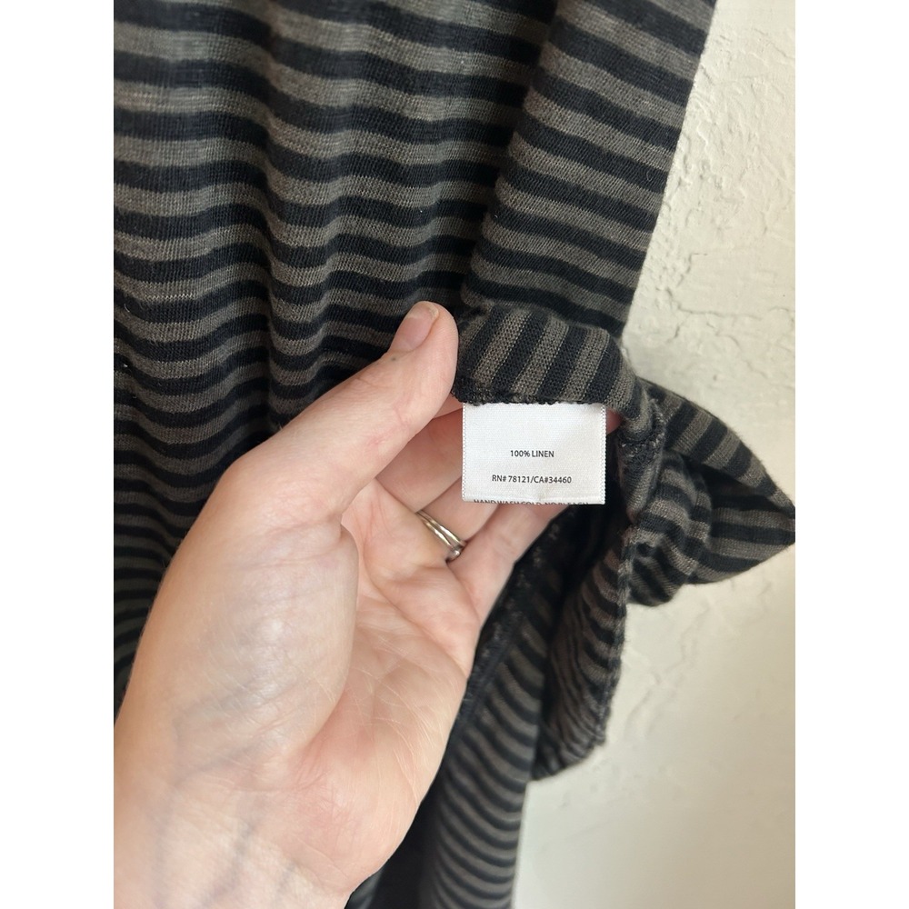 Eileen Fisher Maxi Tank Midi Dress XS 100% Linen Jersey Resort Beach Striped - Picture 6 of 9